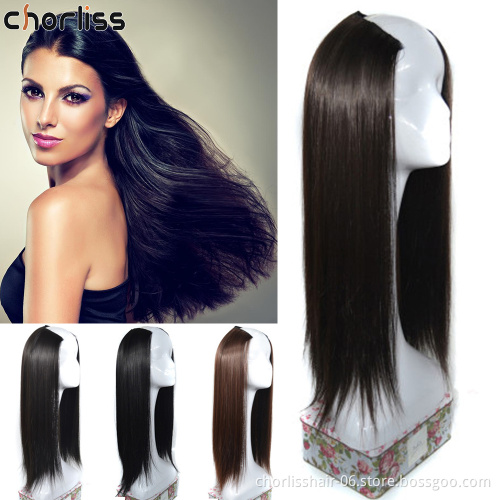 24 Inches Wavy Curly Long Cheap U Part Half-Head Wig Wholesale High Quality Curly Synthetic U part Wig Blonde Brown Black